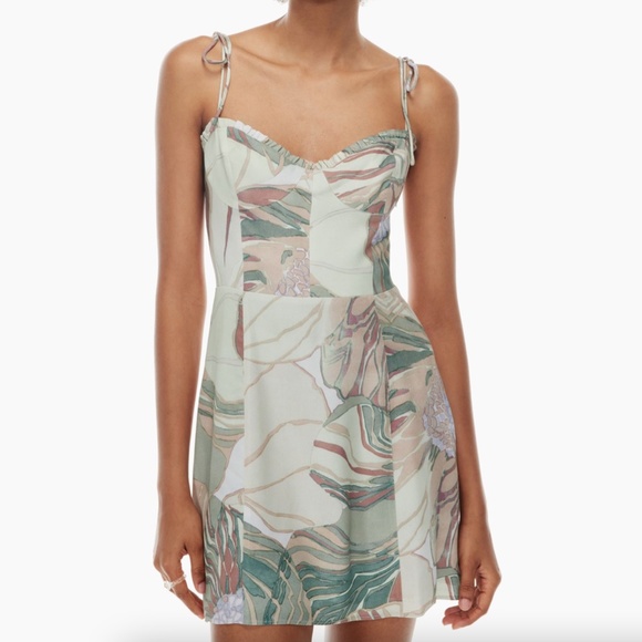 Wilfred Fable Dress Floral Bustier Mini Dress Frzn Gry/Pastel Sg Grn NWT - Sz 4 - Picture 3 of 16